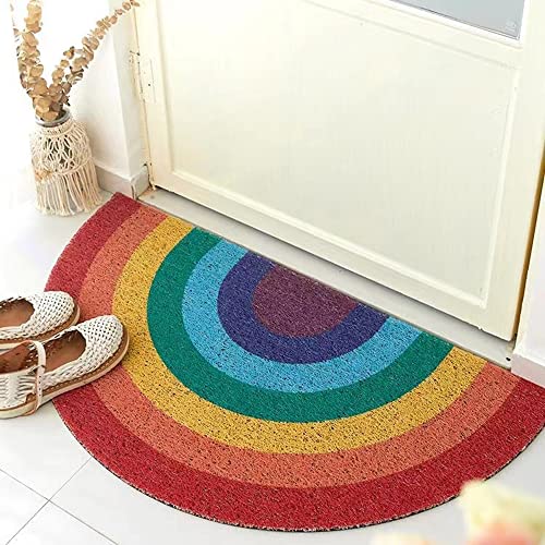 Rainbow Welcome Door Mat Non-Slip Indoor Outdoor Rug