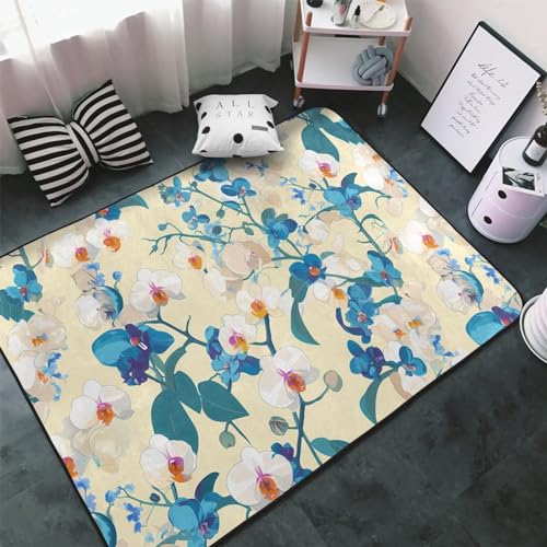 Tapis orchidées lavable et résistant en velours doux - 4