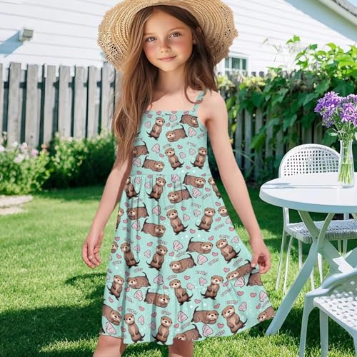 Spaghetti Straps Dresses for Girls Summer Twirly Dress Beachwear 3T-14Y3