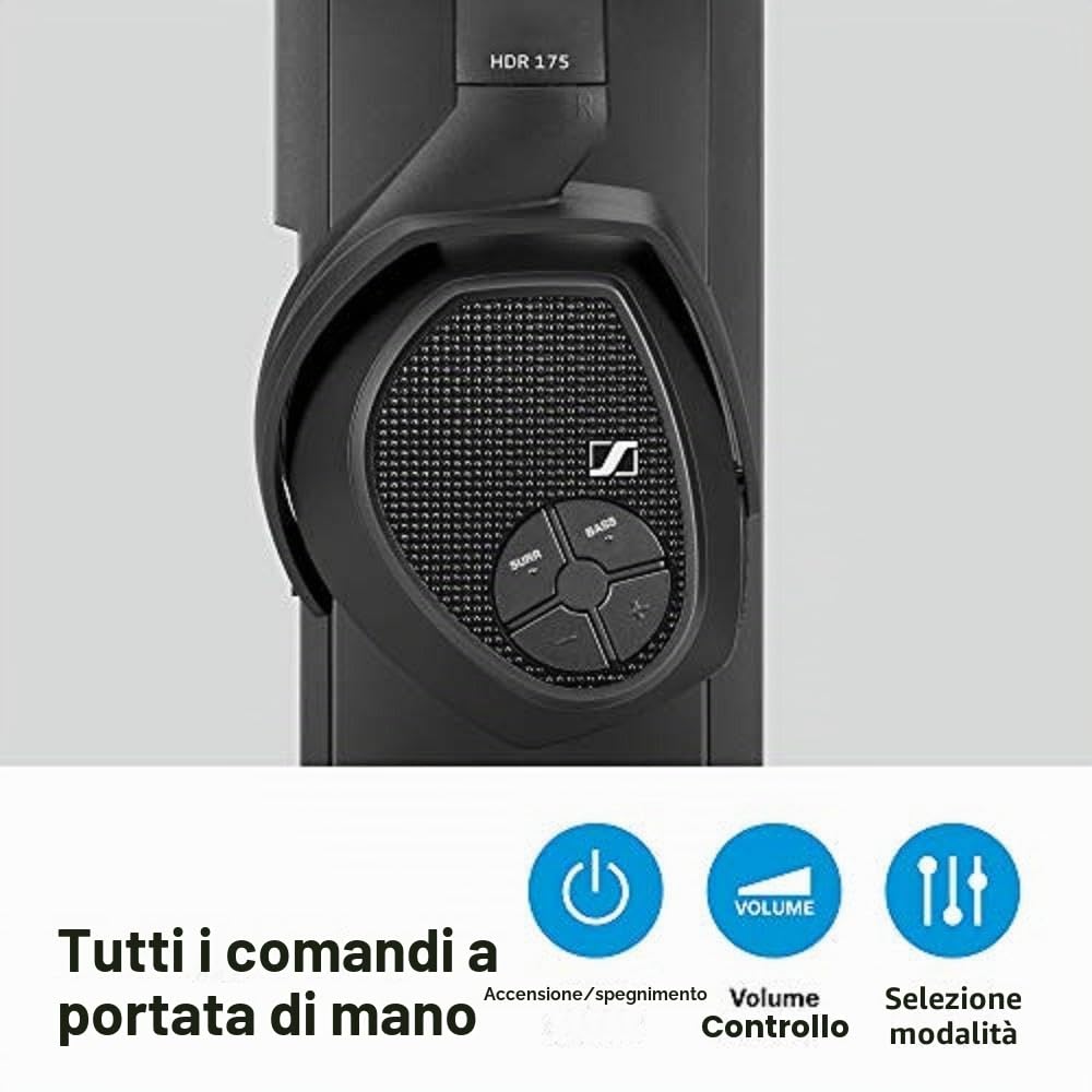 Sennheiser RS 175-U, Cuffia Wireless Tecnologia Digitale, Over-Ear, Nero