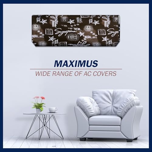 Image of Digital Print Split AC Cover Set for 1.5 Ton Indoor & Outdoor Units - Dustproof & Water Resistant Protection (Signtaure Coffee)