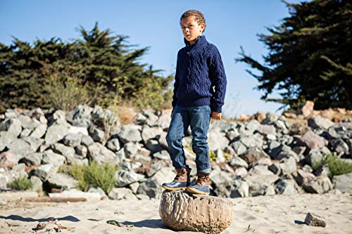 Image of Hope & Henry Boys' Mock Neck Cable Sweater with Button Placket
