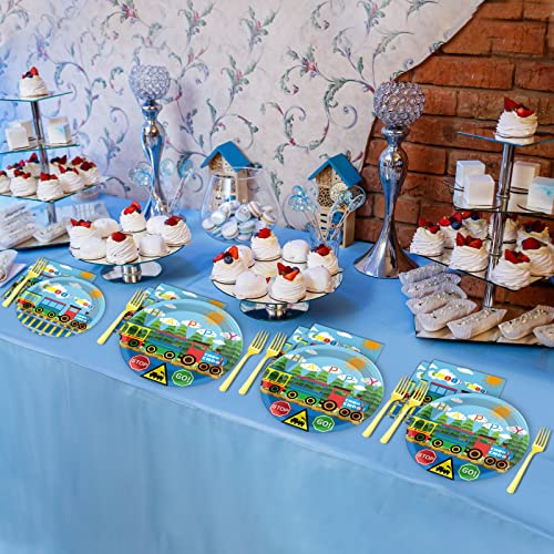 Gisgfim MM0657 96 Pcs Train Plates And Napkins Party Supplies Train Birthday Party Tableware Set Train Theme Party Decorations Favors thumb #6