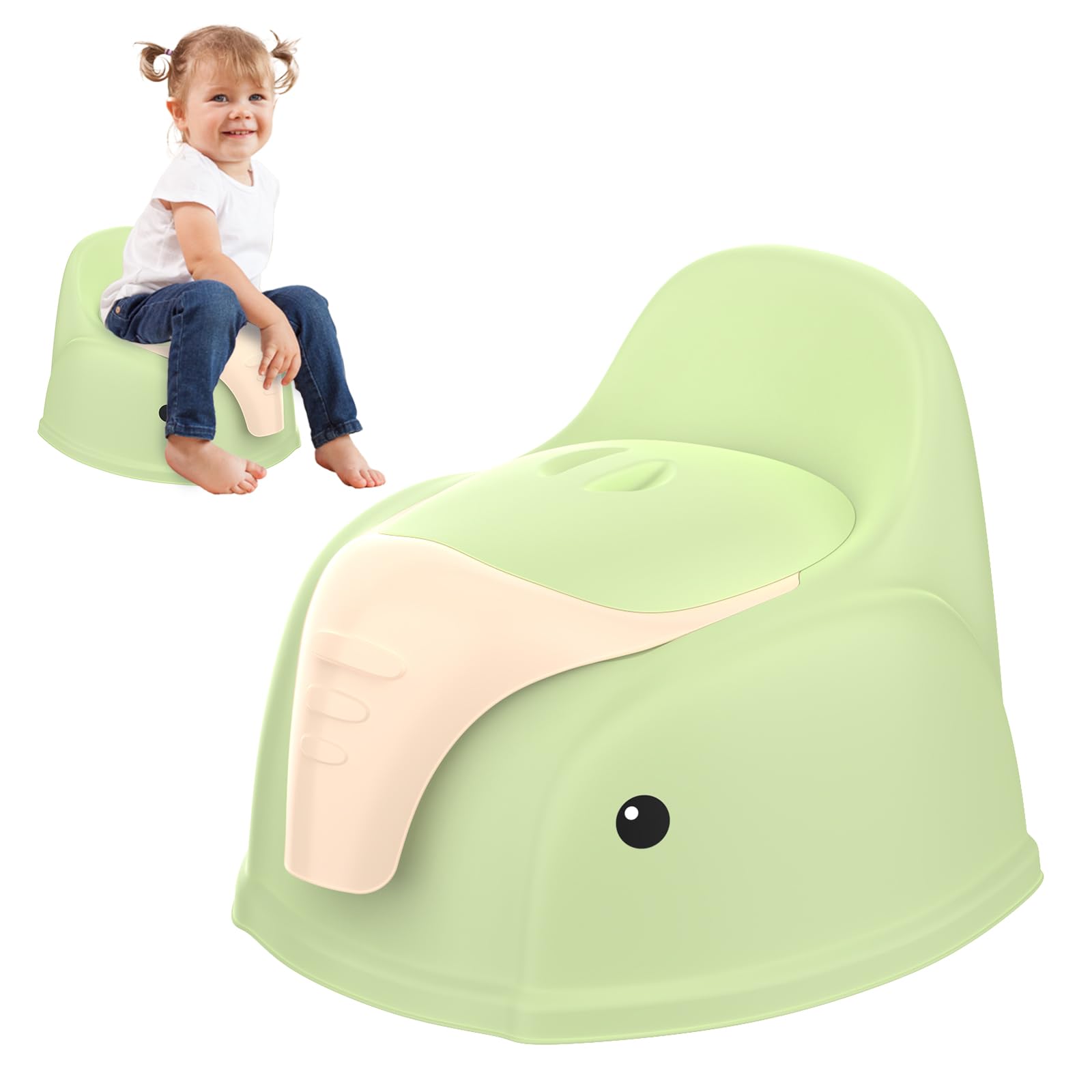 Potty Training Toddler Toilet,Baby Potty Chair for Kids Boys Girls,Portable Potty Toddlers Toilet Seat Potties Trainer with Lid Splash Guard Non-Slip Removable Bowl for 1-6 Year Old Childrens,Green