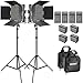 Neewer Bi-Color LED Video Light and Stand Kit with Battery and Charger-660 LED with U Bracket and Barndoor(3200-5600K, CRI 96+), 3-6.5 Feet Adjustable Light Stand for Studio, YouTube Shooting (2 pack)