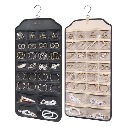 BAGSMART Earring Holder Organizer, Hanging Jewelry 56 Pocket Storage Storage for Women Accessories, Earring for Wall Holding Jewelries Black, 1 Piece