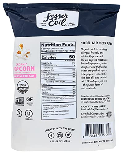 Lesser Evil - Buddha Bowl Organic Popcorn Himalayan Pink - 0.46 Ounce (Pack Of 8) #TOP2