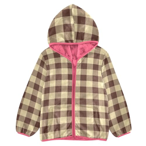 GuoChe Buffalo Check Brown Baby Boy Sherpa Jacket