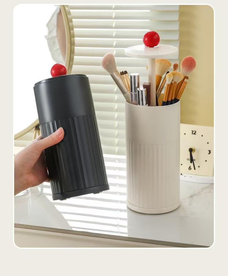VIVITO Makeup Brush Holder with Lid & One-Touch Pop-Up Design | 4 Slot Dustproof Cosmetic Organizer | Waterproof Makeup Tool Storage for Vanity, Desk, Bathroom, Travel | Multicolor | (Pack of 1)-picture-47