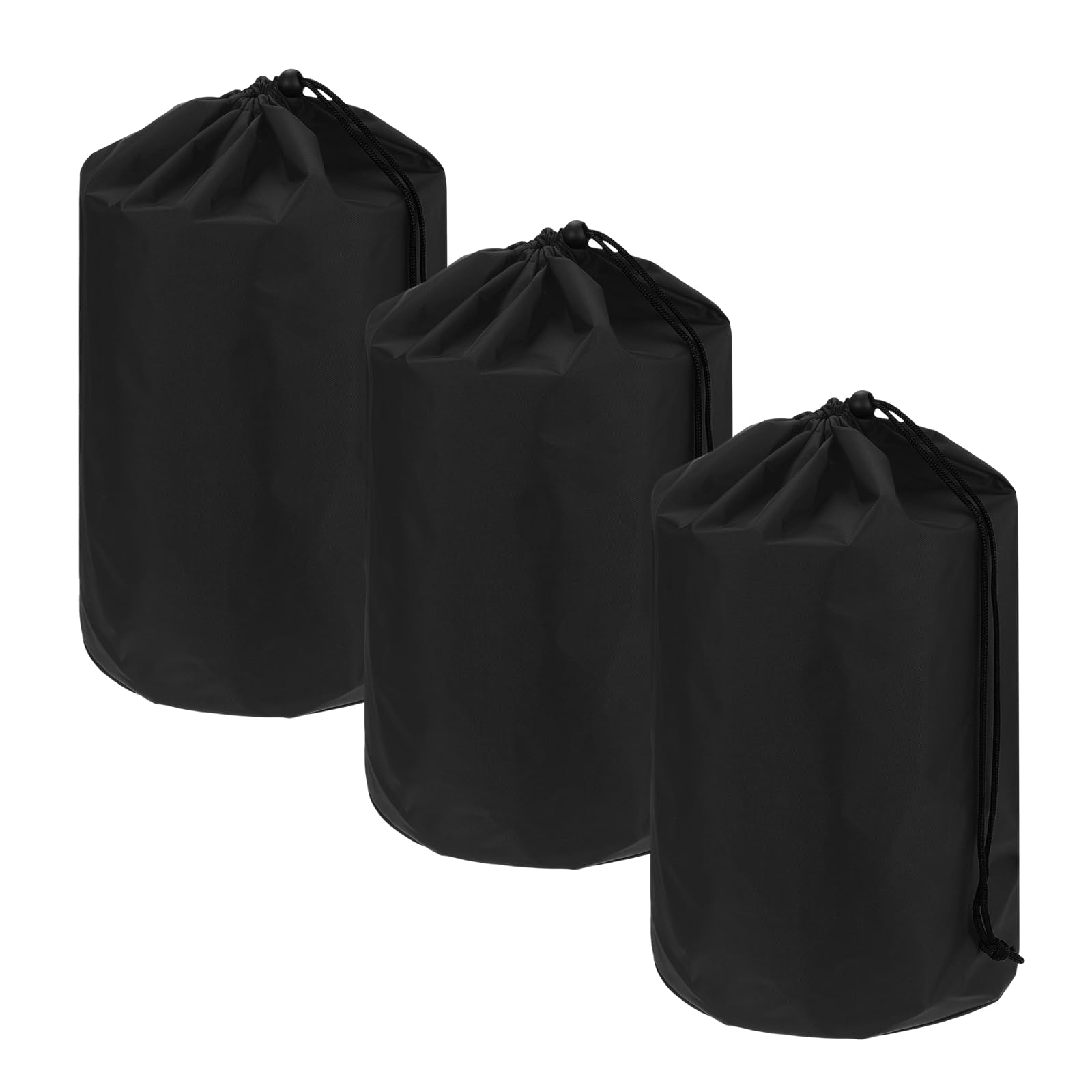 YELARXI Drawstring Bag with Toggle, Cinch and Ditty Pouch Portable Outdoor Products Ditty Bag 22x43cm & 3 Pack & Black - Fitting for (Backpacking/Camping/Traveling)