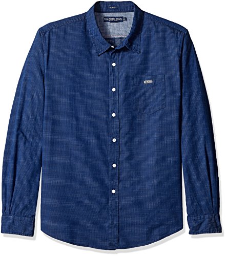 U.S. Polo Assn. Men's Slim Fit Cotton Dobby Straight Point Collar Sport Shirt