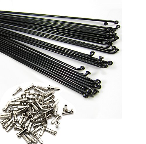 NiceDream68 10PCS 14G/14# 2mm Bike Bicycle Steel Black Spoke Spokes Whit 16mm Copper