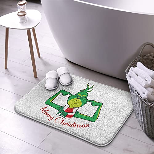 Bathroom Rug Bath Rugs Christmas Decoration Grinch Decor Non-Slip Design Bath Mat Microfiber Thick Shaggy Water Absorbent Soft Machine Washable Floor Mat Bathroom Rugs For Bathroom Shower #TOP4