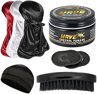 Wave Pomade for Men Strong Hold Easy Wash 360 Wave Training Hair Cream, Waves Grease for Men Promotes Layered Waves, Moisture, Control and Silky Shine, Wave Pomade Wave Brushe Silky Durag Wave Cap Set