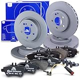 ATE Bremsenset inkl. Bremsscheiben vorne + hinten und Bremsbeläge vorne + hinten mit Warnkontakt Kompatibel mit MERCEDES-BENZ A-Klasse (W176), B-Klasse (W246, W242), CLA (C117, X117), GLA-Klasse