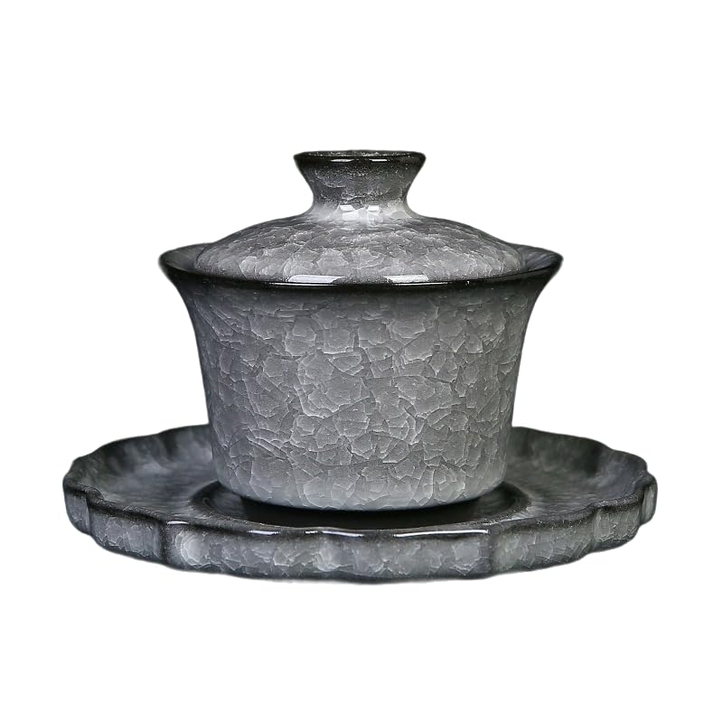 Taza de Té Kungfu, Caja de 48~155 ml, Taza de té Helado Negro, Taza de té Jianzhan(Cover Bowl 155ml 10 * 10cm)