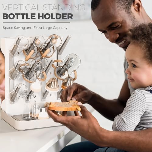 Baby Bottle Drying Rack for Newborn Feeding Essentials, Nipples and Accessories, Grey, Large - Image 5