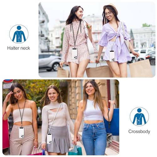 Image of takyu Phone Lanyard, 2 Pack Adjustable CellPhone Lanyard Crossbody Neck Strap and 2 Pack Phone Wrist Strap with Tether Tabs for iPhone Android Smartphones White Black