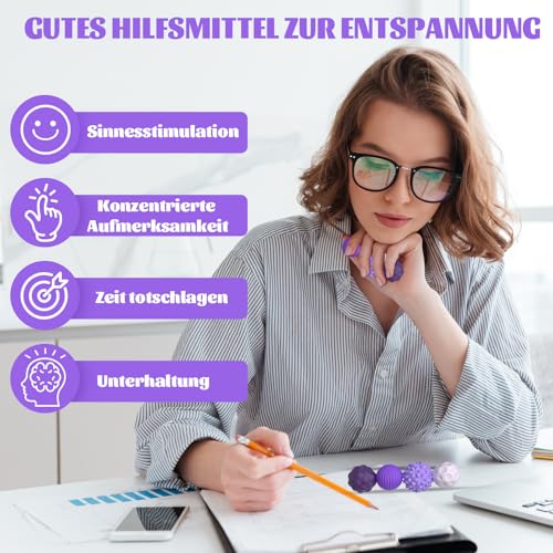 8 Stück Magnetische Fidget Toys, Magnetische Anziehungskraft Stress Bälle mit Silikonhülle, Magnetkugeln Stressball Silikon Sensorik Spielzeug, Sensory Toy ( lila )