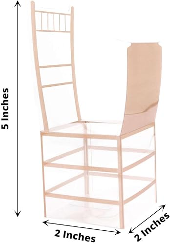 Miniatura 3 de Efavormart - Paquete de 25 cajas de regalo de caramelos con forma de silla Chiavari de PVC transparente y dorado, 2 x 5 pulgadas
