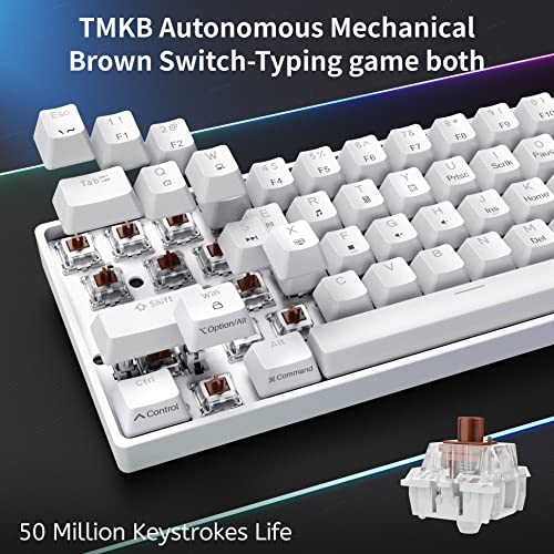 Image of 60% Mechanical Keyboard, DIERYA DK61se Wired Gaming Keyboard with Brown Switches, LED Backlit Ultra-Compact 61 Keys Mini Office Keyboard for Windows Laptop PC Gamer Typist?White?