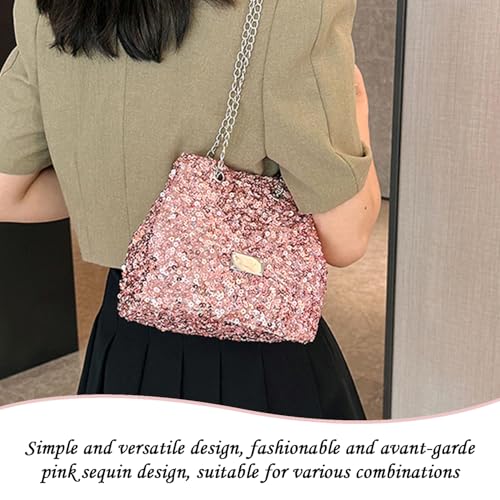 RELKLYU 1 Stück Pink Paillettenbeutel, Frauenumhängetasche, Modische Crossbody -Tasche, Einfache Und Vielseitige Crossbody -Tasche, Kleidungszubehör.
