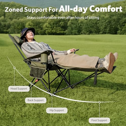 Silla reclinable ajustable Naturehike Seastar 002 con reposapiés, plegable para camping, portátil con bolsa de transporte, portavasos y bolsillo lateral, color verde, soporta 330 lbs miniatura 6