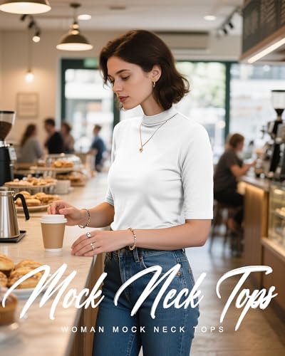 Ficerd 2 Pack Women's Mock Turtleneck T Shirts, Half Sleeve Business Casual Tunic Tops Slim Fit Summer Basic Dressy Tee Shirt4