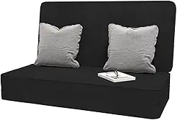 Sofá Cama Dobrável Casal 3 em 1 Tecido TNT Preto 176x116cm – Leve, Compacto(Casal)