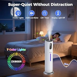 Humidifiers for Bedroom Large Room,ZXBEER 9L Top Fill Ultrasonic Humidifier with 360°Nozzle 7 Color Light Auto Shut-Off,3 Modes Run Up to 48 Hrs Super Quiet Cool Mist Humidifier for Home Baby Adult