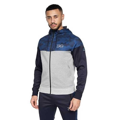 Crosshatch Mens Full Zip Sweatshirt Hooded Tracksuit Jacket Hood Top with Zipped Side Pockets Blue S