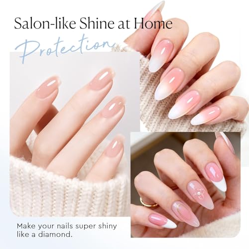 Image of AZUREBEAUTY 18ml Gel Top Coat No Wipe High Gloss | Clear Top Coat Gel Nail Polish Long Lasting Shine Finish Soak Off UV LED Nail Lamp for Manicure