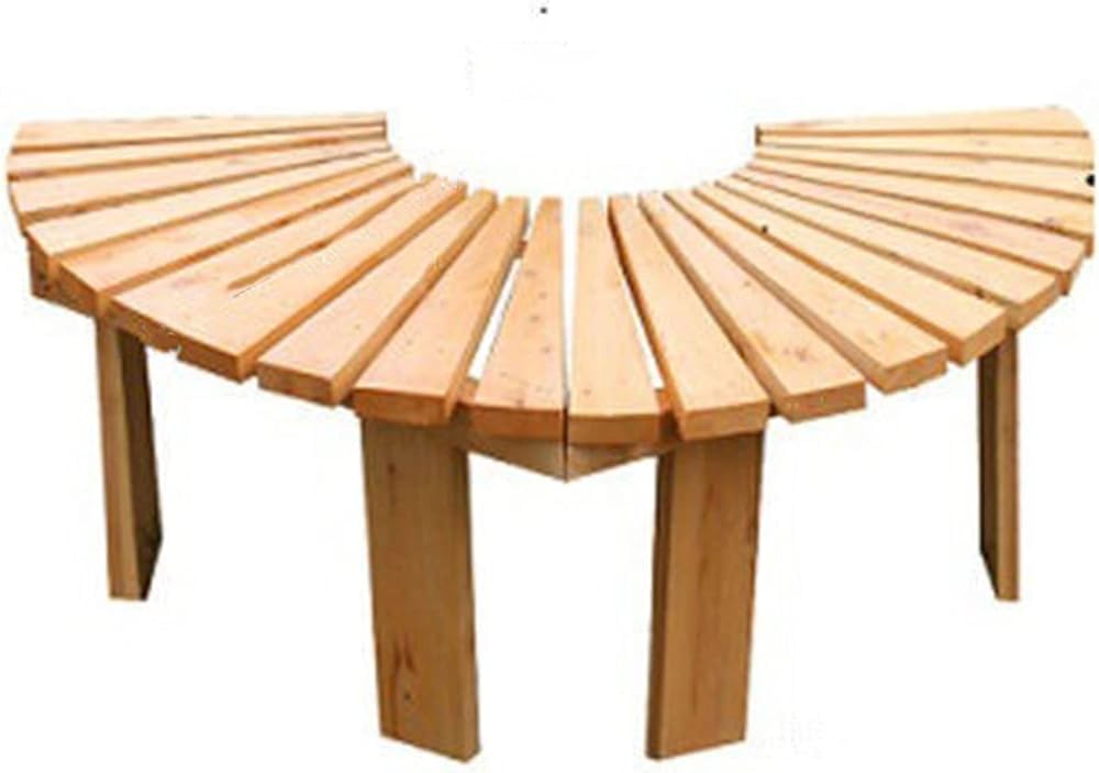 Garden Semi-circular Tree Bench Park Bench, Terrace Fan-shaped Garden Seat Garden Bench, Anti-corrosion Solid Wood Curved Flower Stool Outdoor Furniture Curved Balcony Flower S(Color:Pear Color)