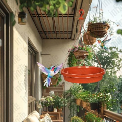 Image of Bird Feeder Water & Food Tray with Nest | Hanging Balcony Bird Feeder for Home Garden | Attracts Sparrows, Parrots, and More - Ideal for Outdoor Use (Trey Bowl)