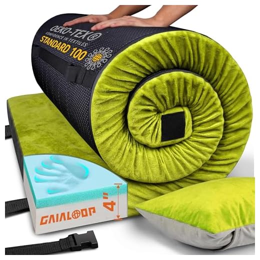 GAIALOOP 4 INCH Thick Memory Foam Camping Mattress, Roll Up Floor Sleeping Mat Camp Cot Mattress Pad Travel Camping Couch Bed for Guest Adults Side Sleepers [Cot:72 * 24 * 4"]