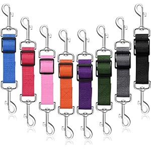 8 Pieces Dog Collar Clip Prong Collar Safety Clip Adjustable Nylon Prong Collar Backup Collar Harness Connector, Double Ended Backup Clasp for Dog Harness Pet (Cute Colors)