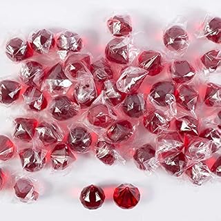 INNA-Glas Acrylic decorative stones pendant LUVANA, diamond ball, 48 pieces, red, 4cm - Crystal pearls/Decorative crystals