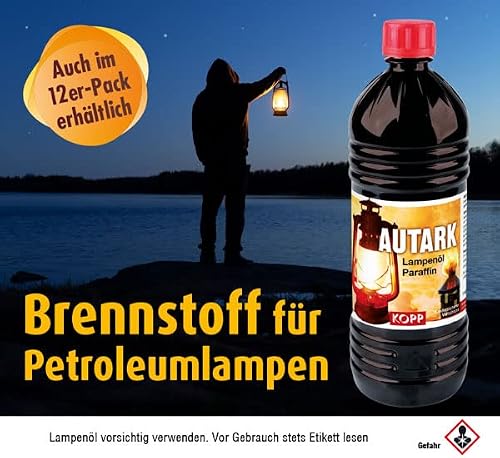 Paraffinöl Kopp Verlag Autark Lampenöl für Petroleumlampen, 12 x 1 Liter