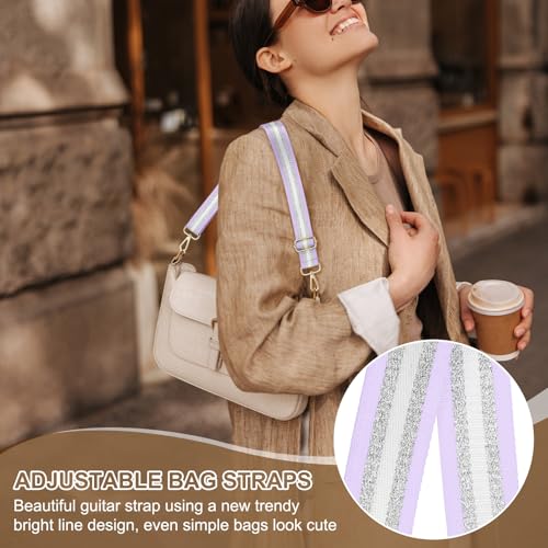 Image of PATIKIL Purse Strap, Wide Shoulder Strap Adjustable Crossbody Bag Straps Universal Replacement Shoulder Bag Belt for Women's Handbags Canvas Guitar Bag Backpack, Light Purple