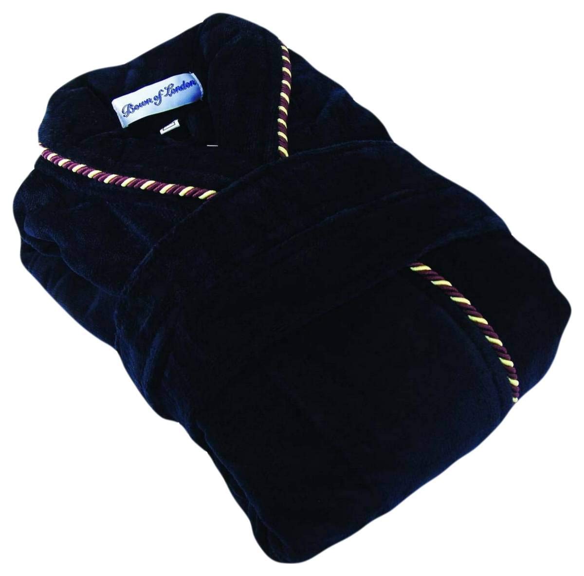 Bown Of London Men's Navy Earl Cotton Velour Dressing Gown - Large