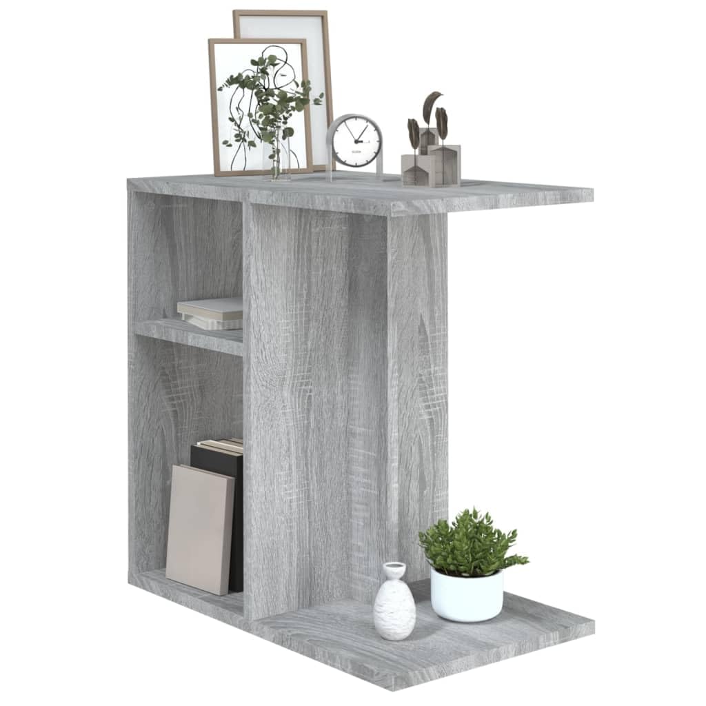 Beistelltisch Grau Sonoma Holzwerkstoff 50x30x50 cm, Flexibler Couchtisch mit Ablagefach, Sofatisch und Ablagetisch für Wohnzimmer, Schlafzimmer, Flur, Balkon, vielseitiger Telefontisch