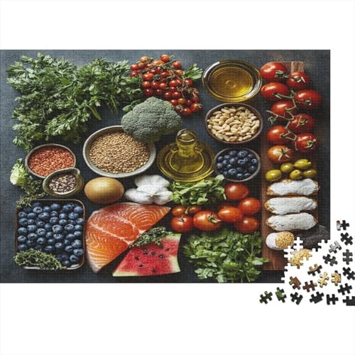 Puzzle de 1000 piezas para adultos con diseño de alimentos frescos mediterráneos de 70x50 cm
