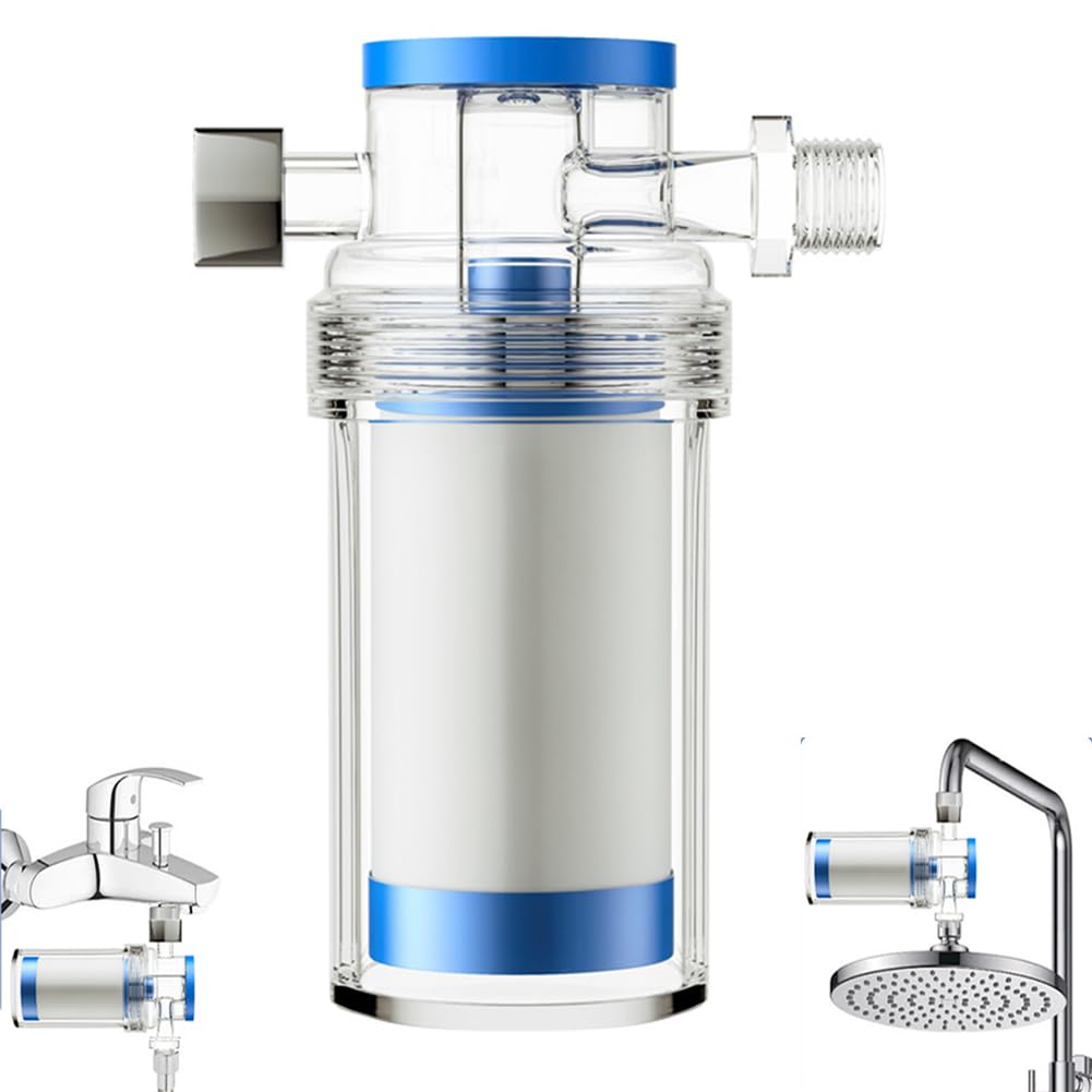 Water Filter Shower, Multi‑Use Shower Head Filter, Chlorine Rust Sediment Hard Water & Limescale Reduction, Transparent Housing, 5 Micron Replaceable Cartridge, G1/2 (1/2 inch) Universal Connection