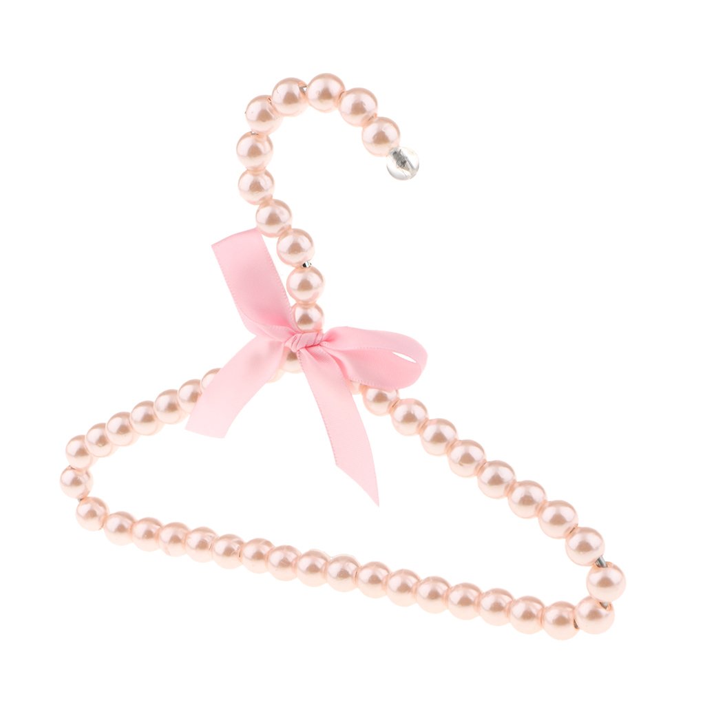 Lzvmlnqi Pink Baby Kids Children Clothes Hanger With Bowknot Plastic Pearl Beaded 1 Piece