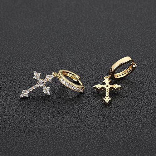 14K Gold Moissanite Cross Dangle Earrings for Women, Simple Moissanite Cross Dangle Earrings, Fashion Jewelry Gifts for Her3
