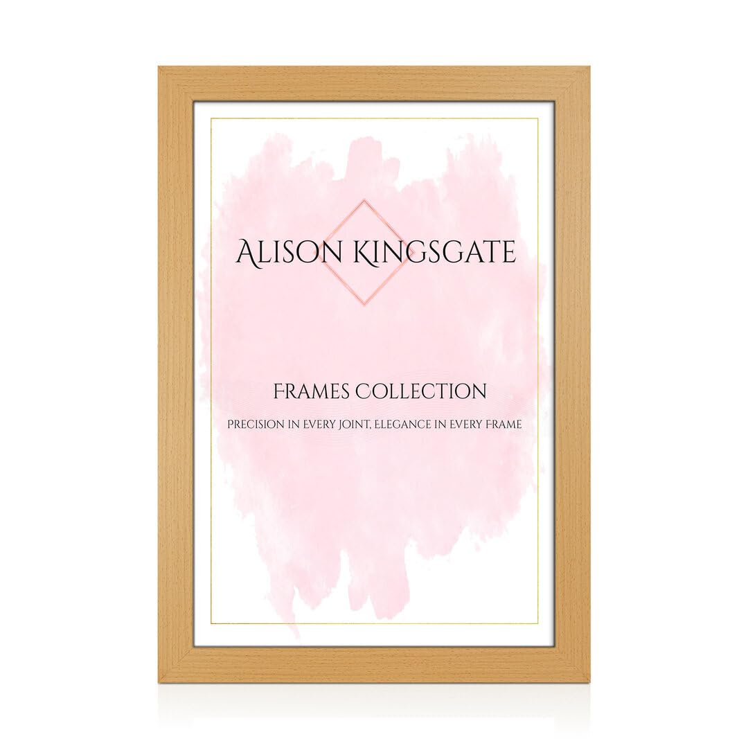 Alison Kingsgate Modern A1 Country Pine Picture Frames- Engineered Wood Photo Frame with Shatterproof Perspex Front- Ideal for Posters, Certificates & Artwork- Wall Mount or Tabletop Display — image 1