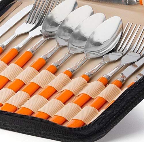 image for Wealers Camping Silverware Kit Cutlery Organizer Utensil Picnic Set 12