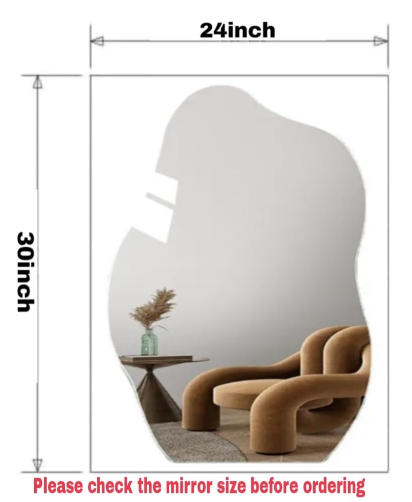 Image of 24x30 Inch Asymmetrical - Modern Decorative Mirror with Artistic Shape for Any Room