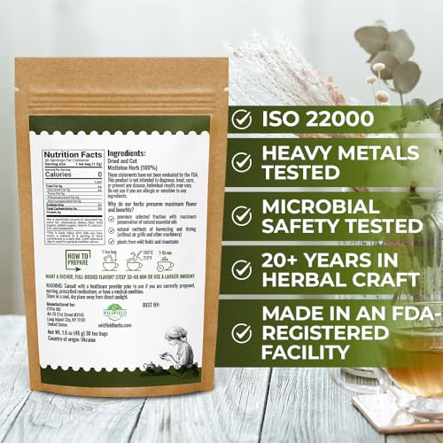 Image of 30 Bags Dried Mistletoe Herb Tea (Viscum) - 30 Count 1.5g Tea Bags Mistletoe Herb Muerdago