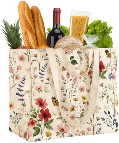 Large Canvas Grocery Tote Bag - Reusable Extra Large Shopping Sho...